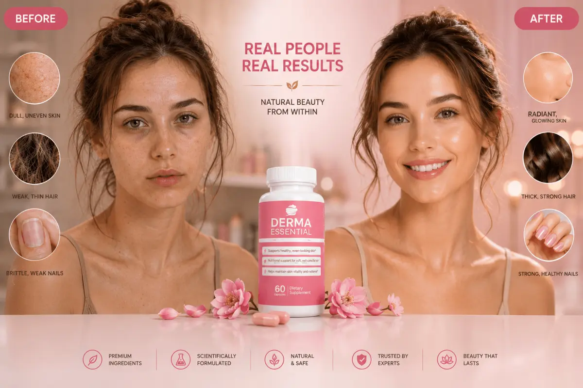 Derma Essential before and after real people results skin hair nails